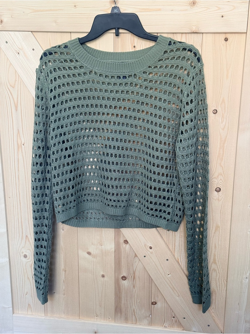 Streetwear Society Olive Open-Weave Crew Sweater